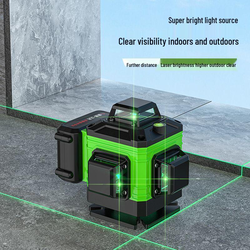 Green Light Laser 8/12/16 High-Precision Infrared Level for Walls/Floors