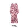 Spring 2025 Women's European & American Style Embroidered Print Midi Dress