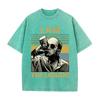 Vintage Washed Beige Retro Man Drinking Portrait Graphic T Shirt Color Block Stripe Print Oversized Men Casual Short Sleeve Tee