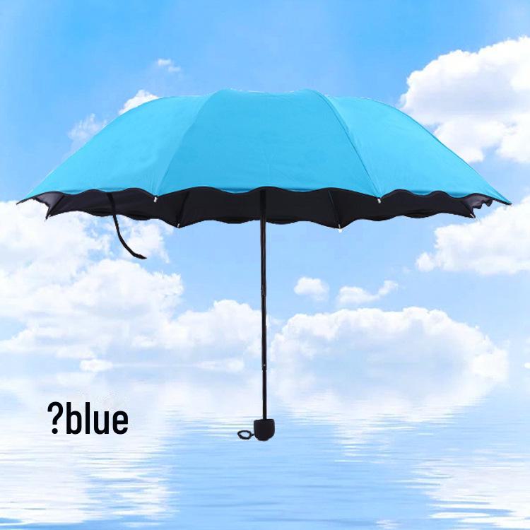 Water-Bloom Parasol: Manual Folding Umbrella for Sun and Rain, Dual-Use, Three-Fold Design, Perfect Gift