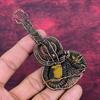 Подвеска из камня Тигровый глаз Медная проволока Обернутые ювелирные изделия Ручная работа Подвеска в виде гитары