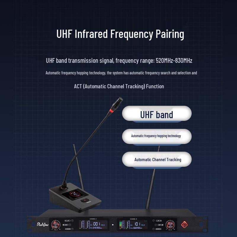 Профессиональная беспроводная UHF-система с микрофоном на гибкой стойке Runpu (Китайская версия)