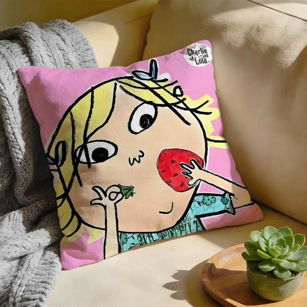 Cushion Cover Washed Linen Soft Breathable Decorative Case for Sofa Home Pillow cover CCharlie and Lola Anime