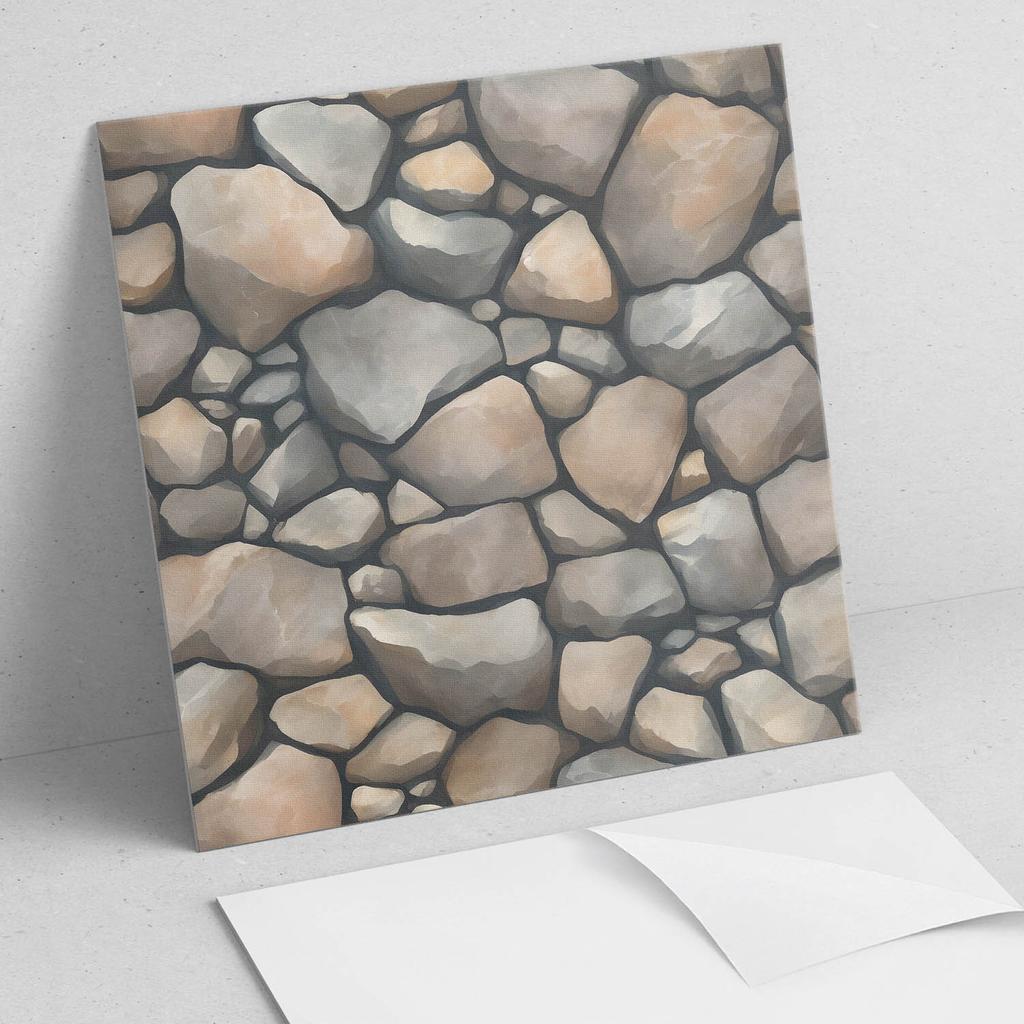 Komplet Kafelków Winylowych Z Nadrukiem Wzór Kamieni Na Tle 4X50X50 Cm