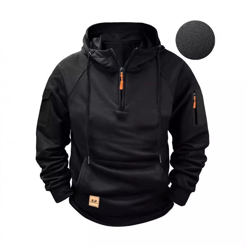 Men's Hooded Sweatshirt with Zipper Multiple Pockets Sports Casual Jacket