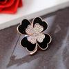 Black Clover Flower Brooch Pins For Women Dressing Decoration Fashion Beautiful Brooches Jewelry Accessories Decoration