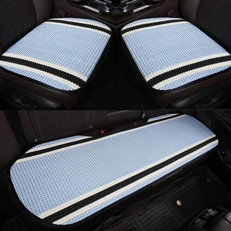 Летняя охлаждающая подкладка на автомобильное сиденье - Дышащая противоскользящая из ледяного шелка, 3-компонентная, без стяжек, для комфорта в жаркую погоду, чехлы на автомобильное сиденье