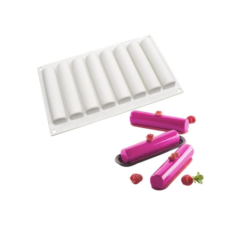 Silicone Eclair Shape Baking Molds Flexible Dessert Tray for Home Bakers, Multi-Cavity Mousse Cake Pastry and Chilling Dessert Preps
