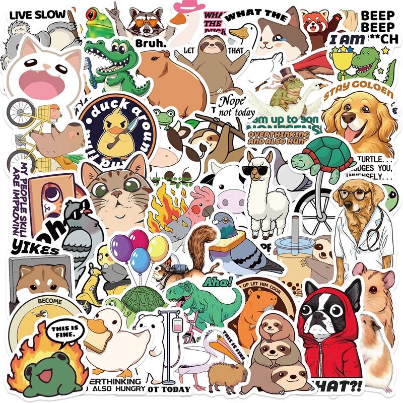 10/30/50PCS Funny Animal Colorful Sticky PVC Sticker Aesthetic DIY Decoration Scrapbooking Hand Accounting Supplies for Kids