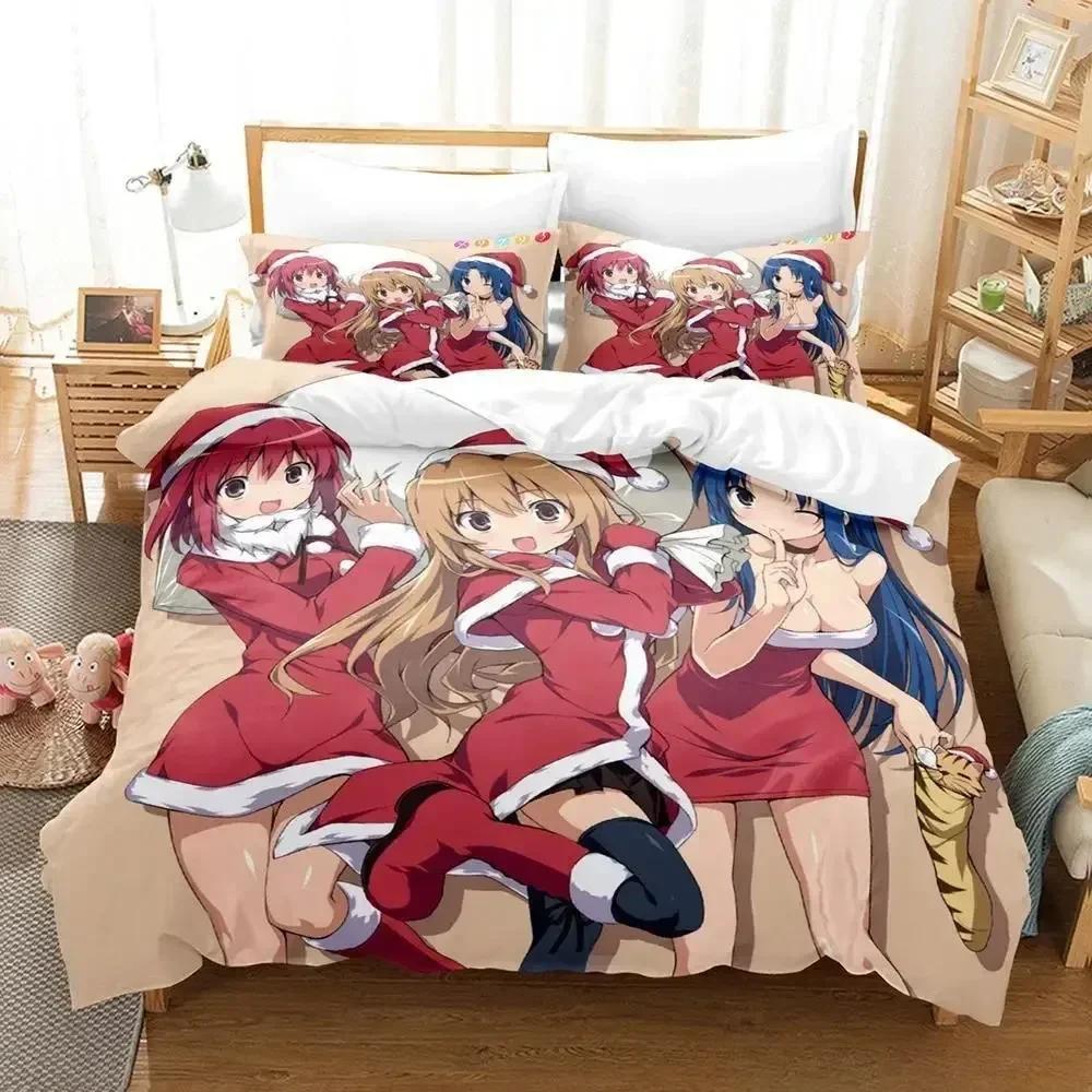Одеяло Новый Набор Постельного Белья Toradora Мультяшное Аниме Трех peças Набор Взрослый Ребенок Спальня S 3D Кавайи Девочки Постельное Белье Двуспальное