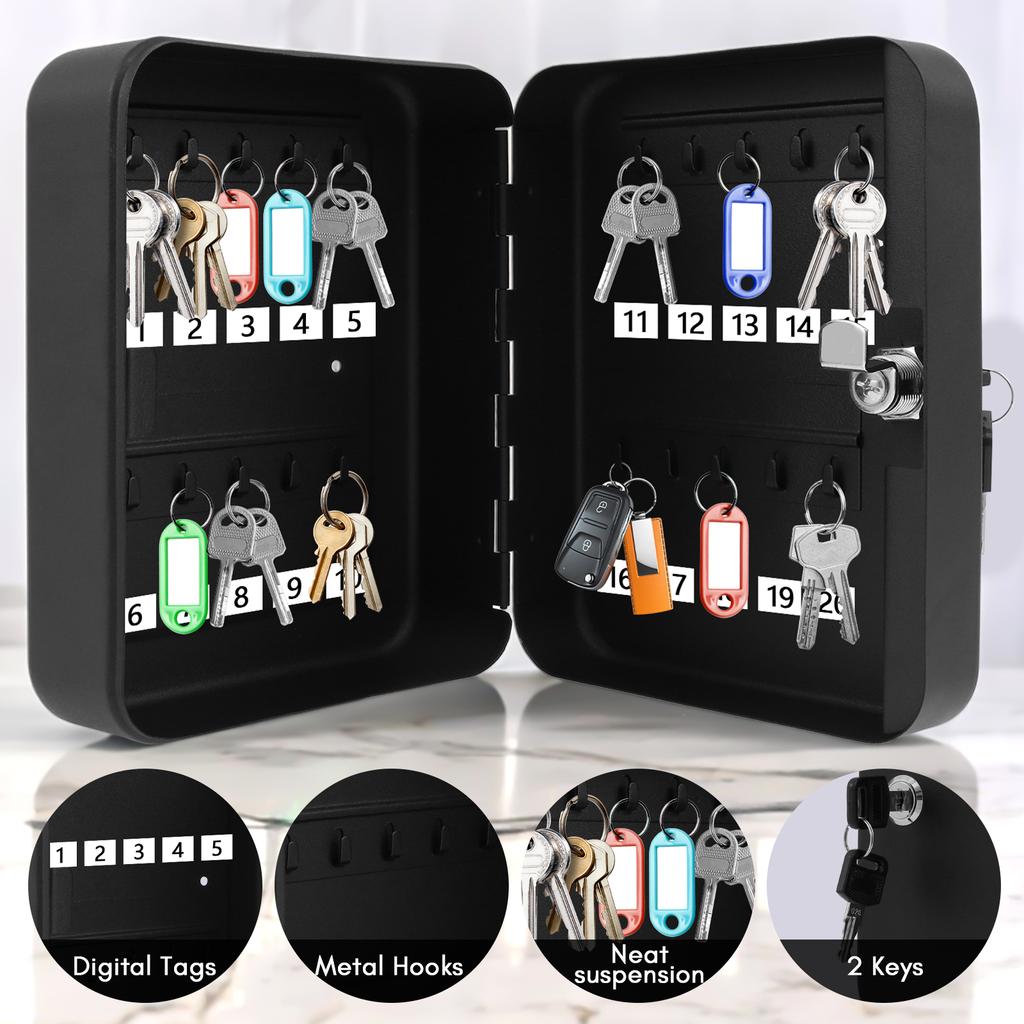 Ключница с замком Шкаф для ключей 20 крючков Настенный ящик для хранения ключей Органайзер для ключей для автодилера Управляющего недвижимостью Горячий