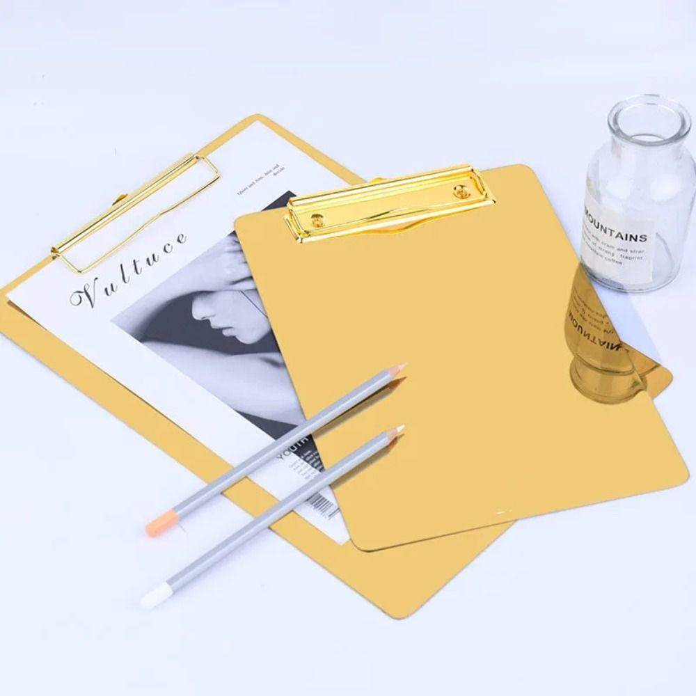 Golden Writing Clipboard Durable File Folder Hard Plate Clip Paper Organizer Memo