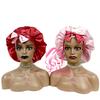 FREE SAMPLE Satin Bonnets Sleeping Caps Double Layer Women Silk Durags Head Tie Headband Designer Hair Bonnet With Custom logo