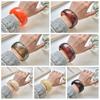 Bohemian Acrylic Bangle Shiny Transparent  Hand Ring Simple Irregular Wide Bracelet  Girls