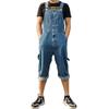 Men's Bib Shorts Men's Overalls Jumpsuit Large Size Strap Straight Blue Jeans With 5 Pockets More Sizes 30-48 50
