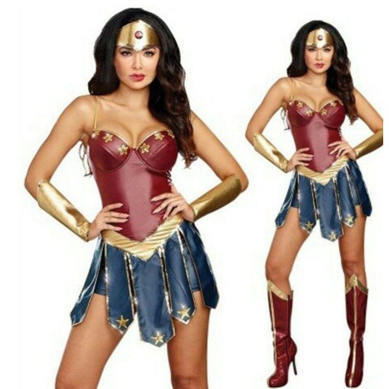 European and American Women's Halloween Costumes Cosplay Gladiator Wonder Woman Uniform Set