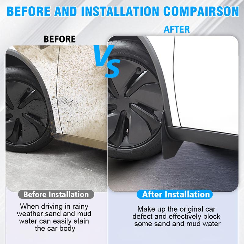 4PCS Mud Flaps for Tesla Model Y -2024 Soft Mud Flap Splash Guards Fender No Drilling Mudflap Travel Accessories