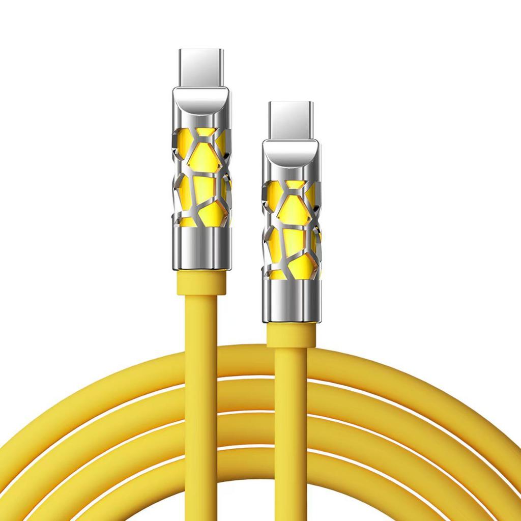 240W Fast Charging Silicone Cable with Colorful Light, Dual TYPE-C for Phones and Tablets