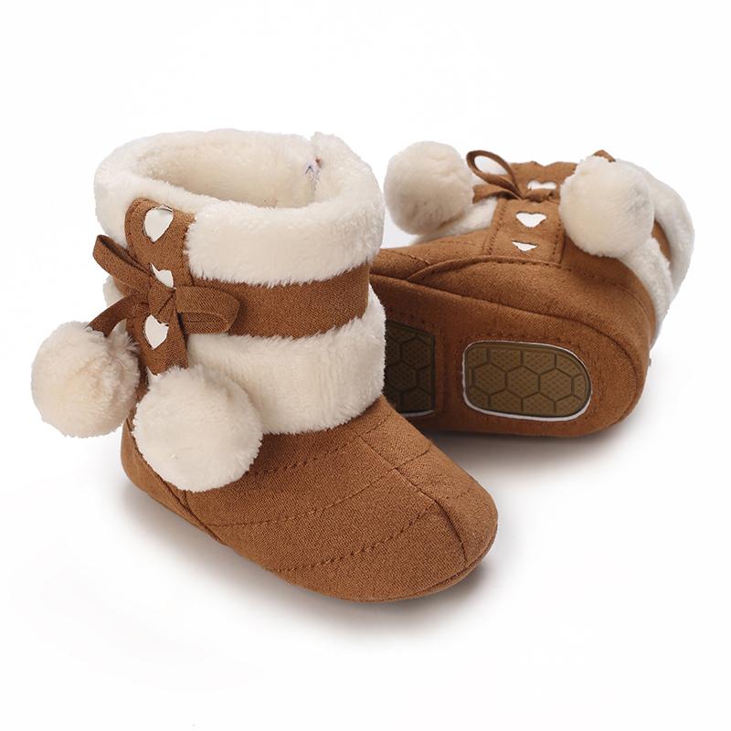 Baby Antiskid shoe Winter Boots Baby Girl Boys Winter Warm Shoes Solid Fashion Toddler Fuzzy First Walkers Kid Shoes 0-18M
