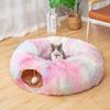 Spring Cat Tunnel Bed with Middle Mat Large Playground Toys Soft Plush Material Full Moon Shape Suitable for Small Cats (it Is Recommended To Take