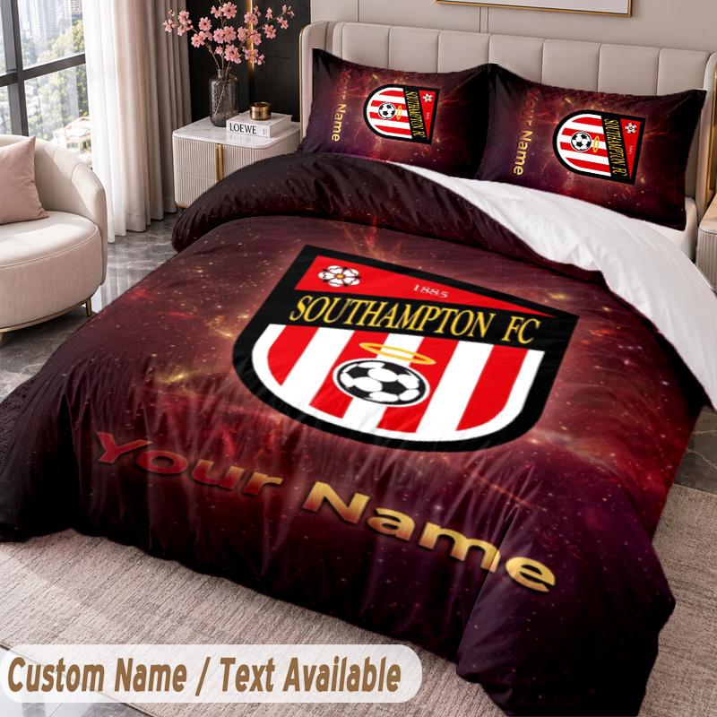Southampton FC Printed Bedding Set Custom Name Text 1 Duvet Cover 2 Pillowcases For Bedroom