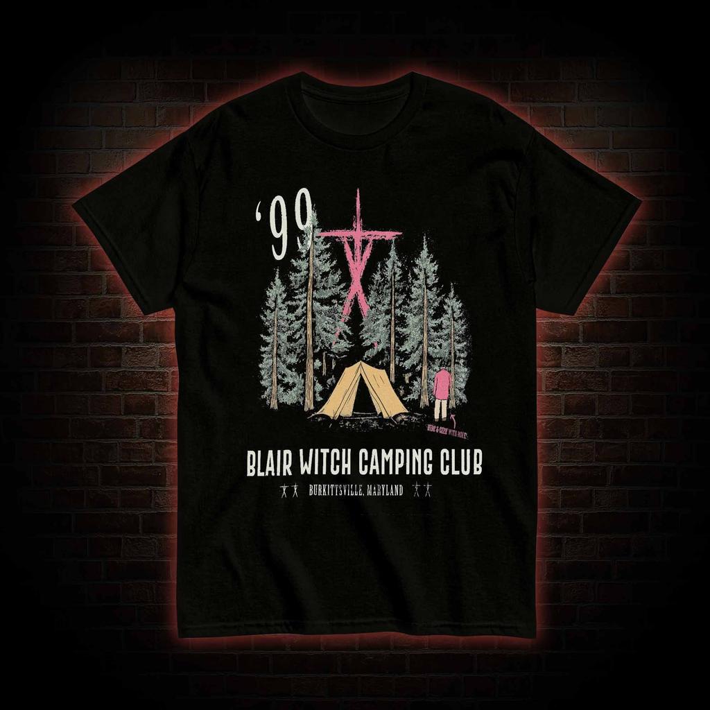 Vintage Fashion Short Sleeve Witch Camping Tshirt Hip Pop Crew Neck T Shirts Casual Loose Streetwear Tees Unisex