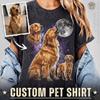 Custom Vintage Pet Photo Comfort Colors® Tee. Personalized Galaxy NEBULA3 Picture Shirt. Dog Howling To The Moon. Animal Lover Owner Gift