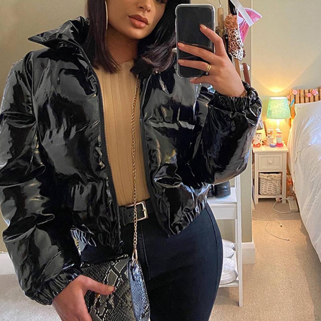 Женское короткое пальто, сохраняющее тепло, воротник-стойка, застежка-молния, эластичный подол, зимняя куртка для холодных дней