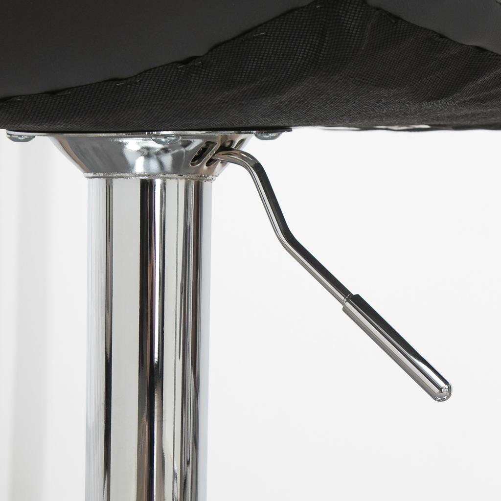 Set of 2 Swivel Bar Stools in Faux Leather with Backrest and Footrest, 42x45x89-110cm, Grey