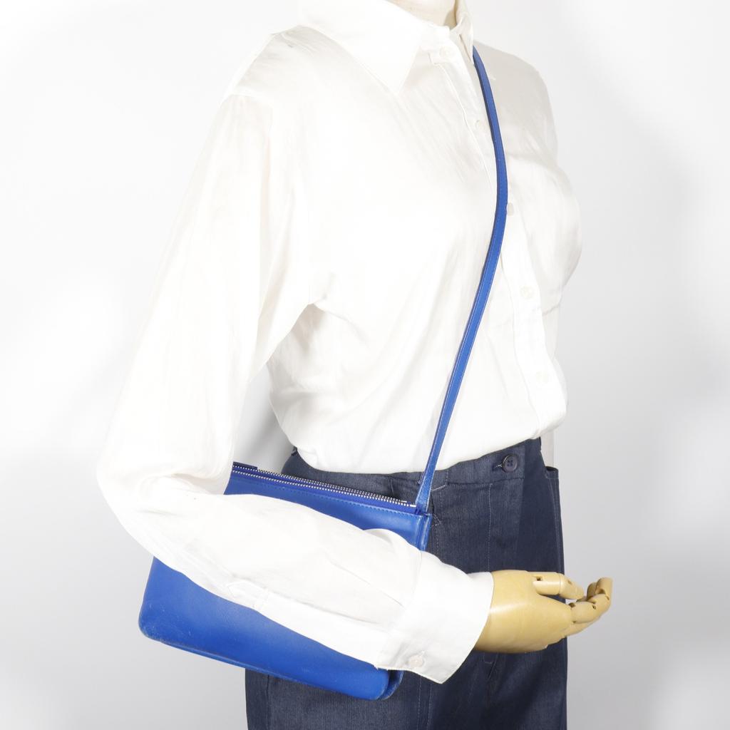 CELINE Trio Small Shoulder Bag Blue lambskin Women Used