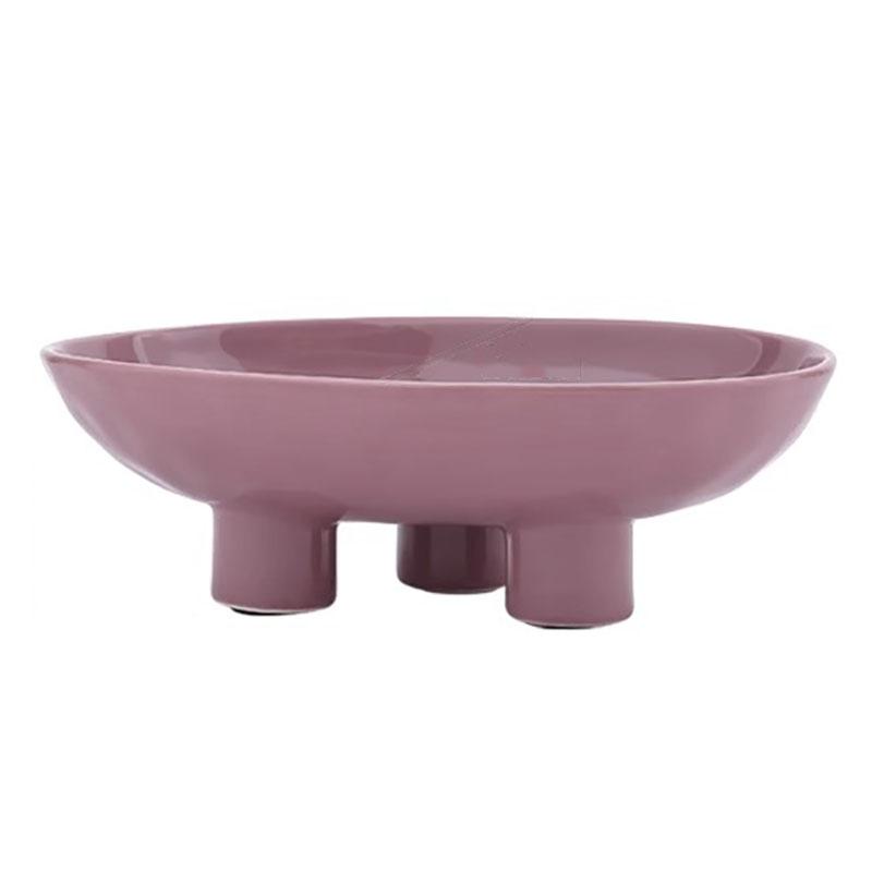 Solid Color Creative Ceramic High Legged Fruit Tray Living Room Tea Table Snack Plate Nut Plate Candy Plate Home Storage Tray