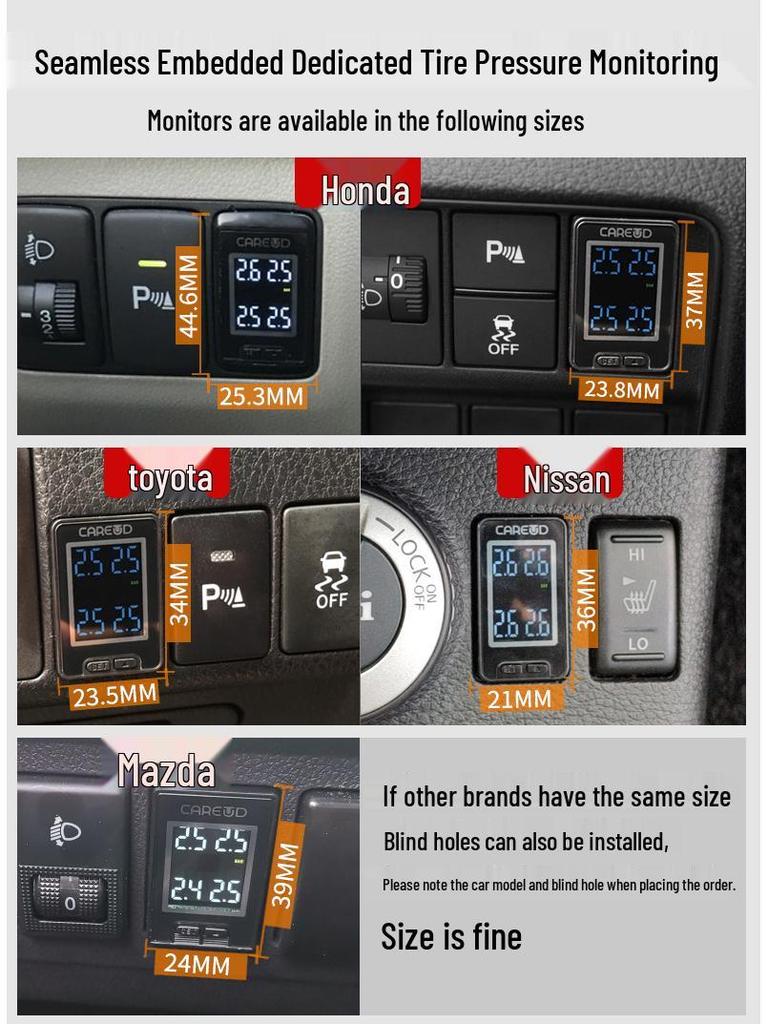 Встроенная система мониторинга давления в шинах, совместимая с Toyota и Honda