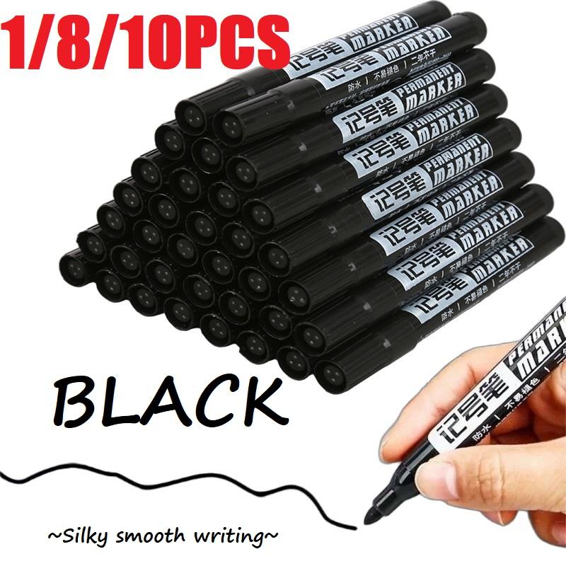 1/8/10Pcs Oil Marker Non-deletion Against Wate Quick Dry Permanent Markers for Art School Supply Black Marking Pen YQB02