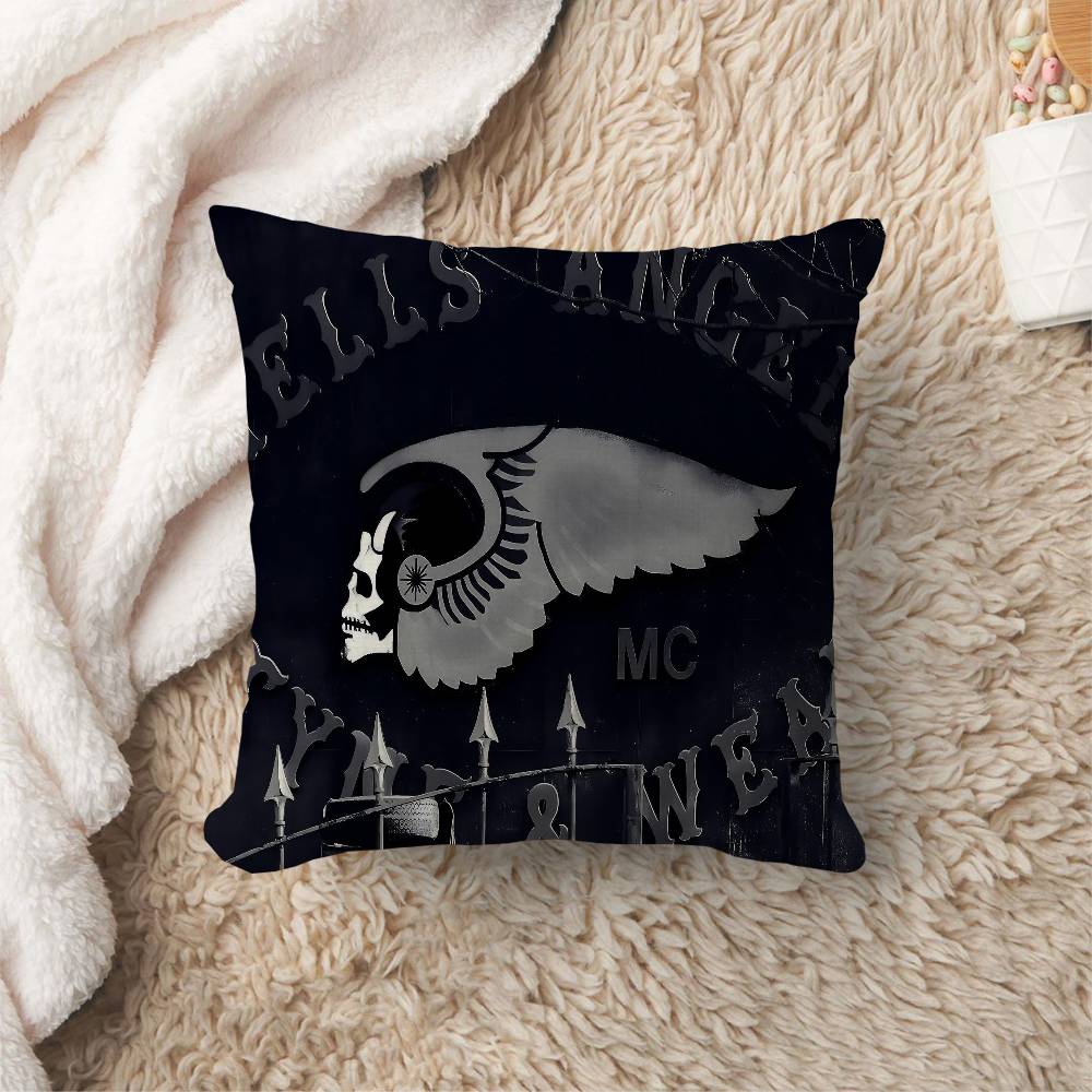 HHells AAngels Pillow Covers Cartoon Sofa Decorative Home Doublesided Printing Short Plush Cute Cushion Cover