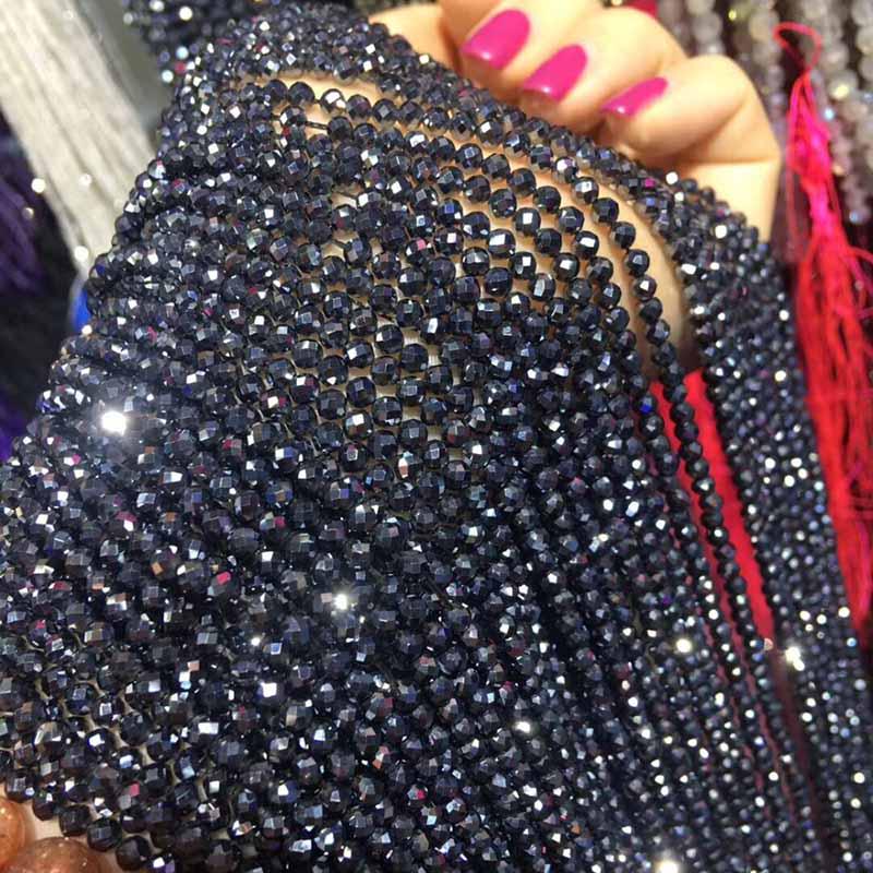 Small Beads Natural Stone Beads Tourmaline Sapphir 2,3,mm Section Loose Beads for Jewelry Making Necklace DIY Bracelet (38cm)