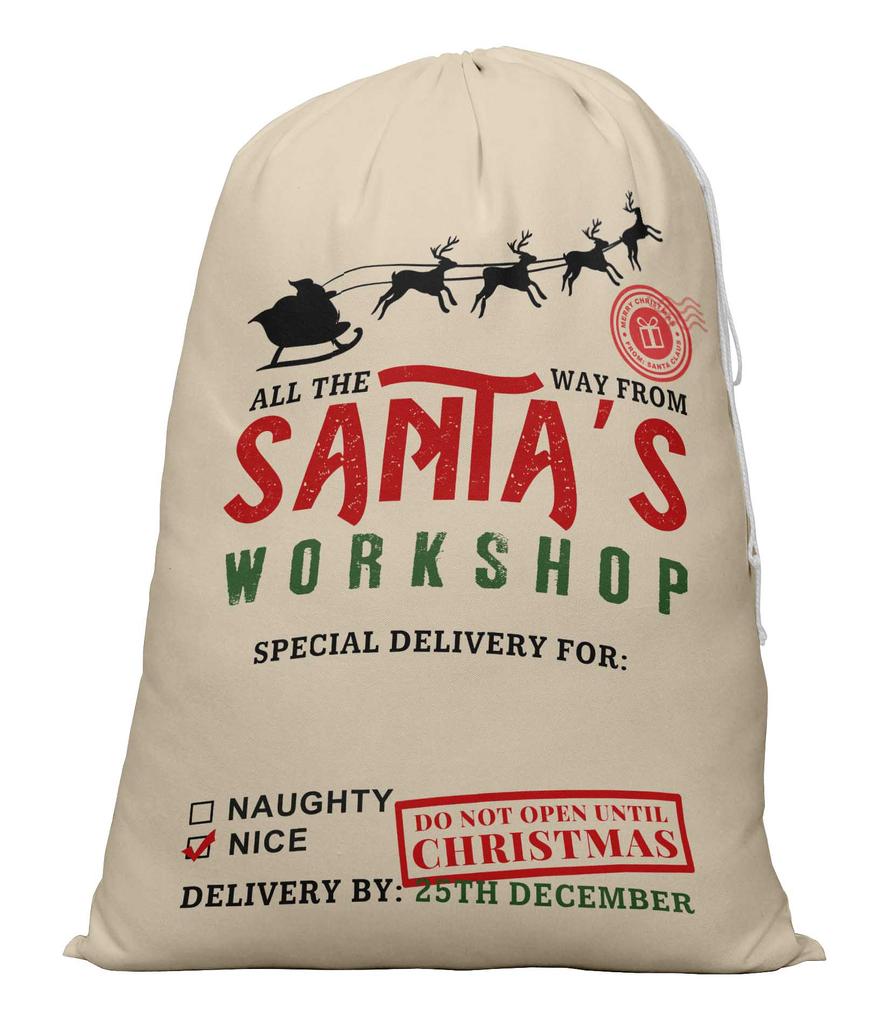 Printtoo Упаковка из 2 шт., сумки для хранения рождественских подарков, большой подарочный мешок Санты с завязкой на рождественской вечеринке 27x20 дюймов