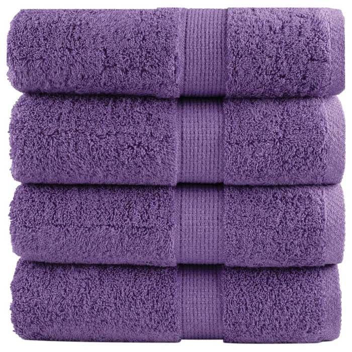 VidaXL Premium Face Cloths SOLUND 4 Pieces Purple 30 X 30 Cm 600 G/m² 137348