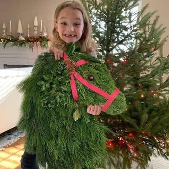 Рождественский венок Yousheng, венок из конской головы с искусственной зеленью из сосновых шишек, гирлянда из конской головы для украшения стены входной двери и камина