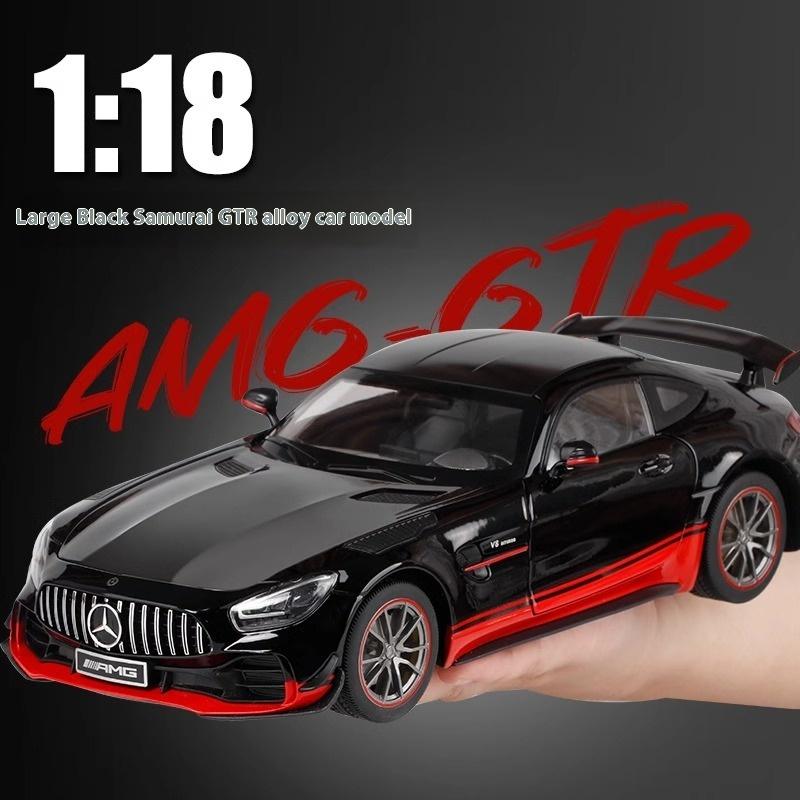 1:18 Mercedes Benz AMG GTR Alloy Sports Car Diecast Model Sound & Light Simulation Toy Collect Ornaments Gifts Birthday Present