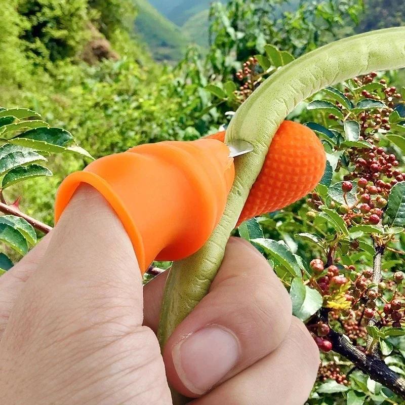 Household Kitchen Gardening Silicone Thumb Knife Finger Protector Farm Vegetable Fruit Picker Gears Cutting Harvesting Tools