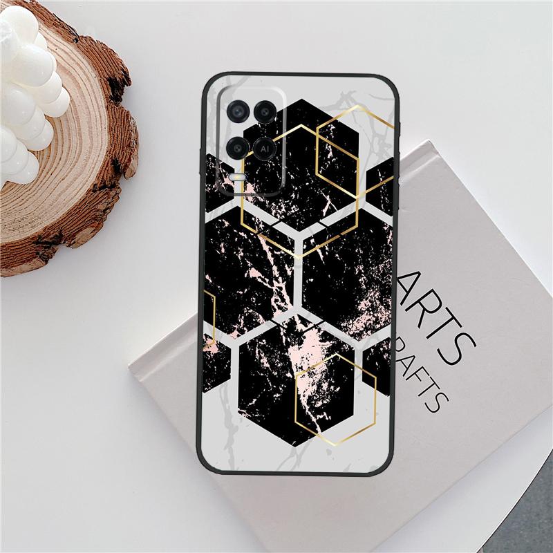 Мраморный Геометрический Арт Чехол Для Oppo A96 A58 A18 A38 A78 A98 A17 A77 A80 A40 A60 A16 A76 A74 A94 A54 A15 A57S Чехол