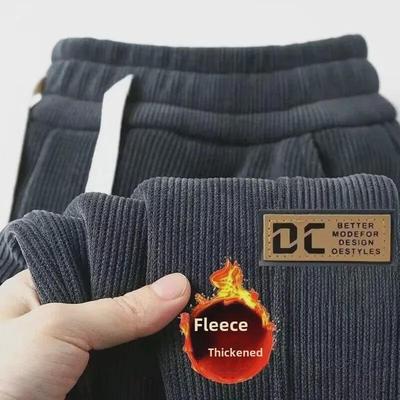 Мужские спортивные штаны из вельвета и бархата с утолщенными манжетами — повседневные брюки большого размера для осенних и зимних видов спорта