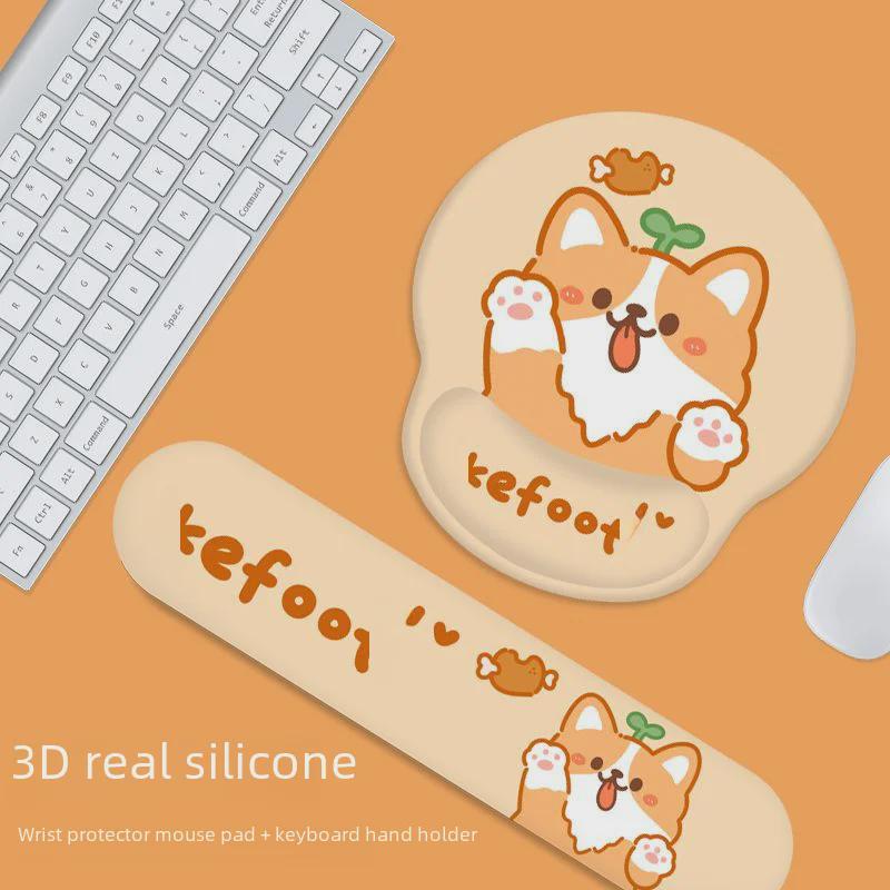 Коврик для мыши Corgi Puppy с подставкой для запястья для офиса и игр - Милая подставка для клавиатуры для небольших столов