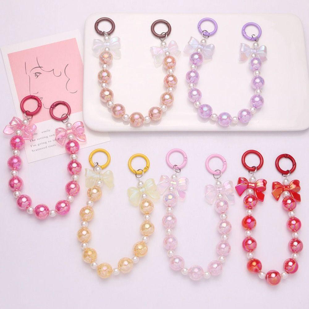 Подвеска на шнурке с бантом, из бисера, для сумки, разноцветный бантик, ремешок для телефона, подвеска для сумки из бисера, для девочек