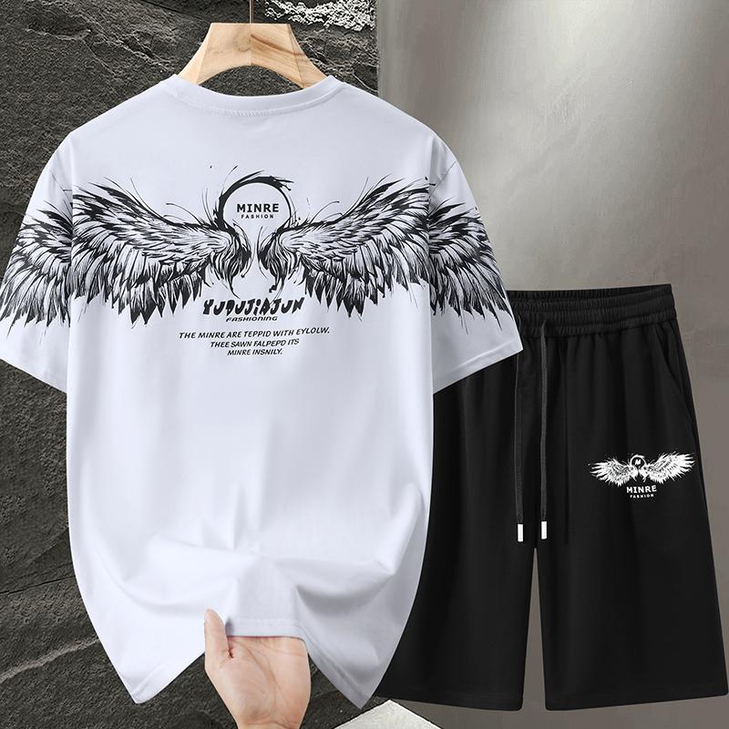 5XL-11XL свободная футболка летние мужские комплекты мода плюс размер два предмета короткие комплекты для мужчин винтажная одежда