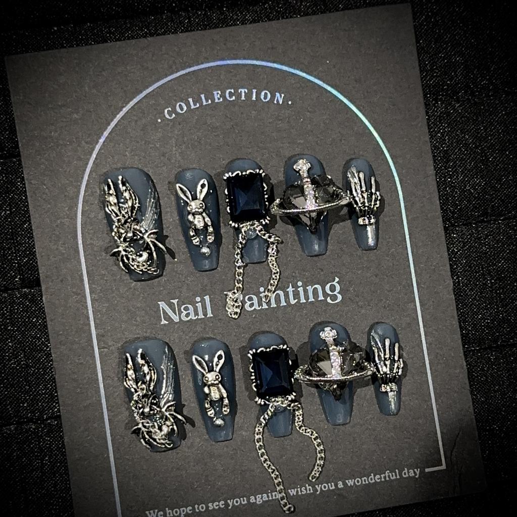 Средние ногти-пуанты, квадратные накладные ногти, френч тип, клей для ногтей с 3D-дизайном, многоразовые накладные акриловые ногти, полное покрытие, наклейки для ногтей для женщин