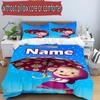 3pcs Duvet Cover Set (1*Duvet Cover + 2*Pillowcase, Without Core), Custom Name Masha and The Bear Pattern Bedding Set, Home Bedroom Decor Gift