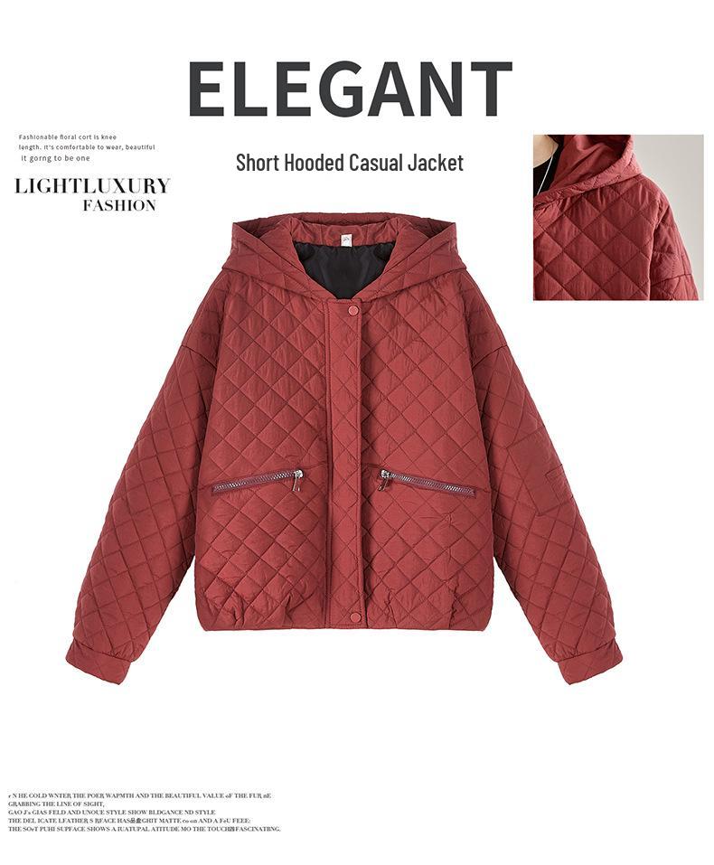 2024 Женская зимняя клетчатая куртка с хлопковой подкладкой - Маленький размер, короткий стиль