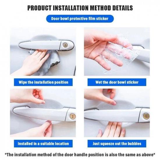 8PCS Clear Car Door Handle Bowl Protector Scuff Guard Anti Scratch For Volvo