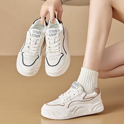 Осенние новые студенческие белые туфли женские весенние новые толстые подол маленькие повседневные туфли-лодочки с толстой подошвой женские